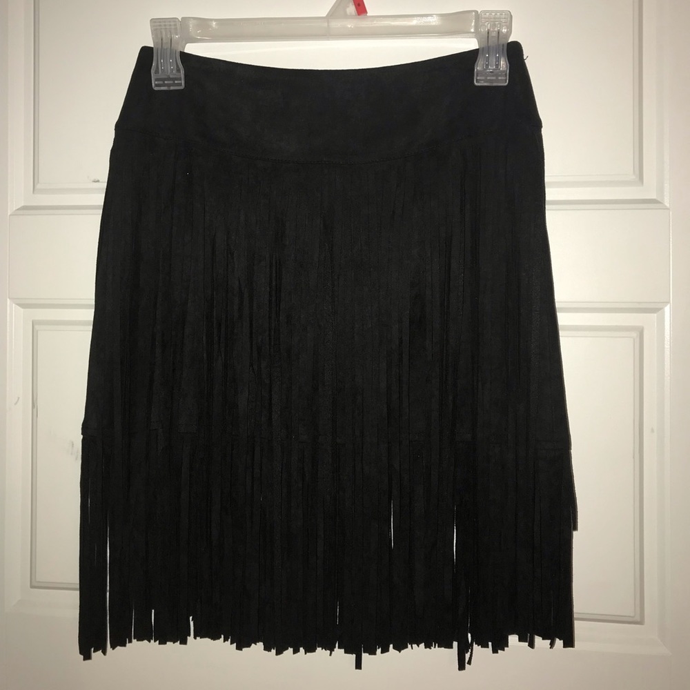 Fringe suede skirt
